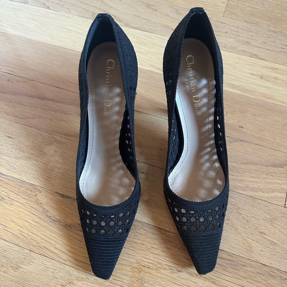 Dior Capture Black Mesh Lace Pumps 39 Black